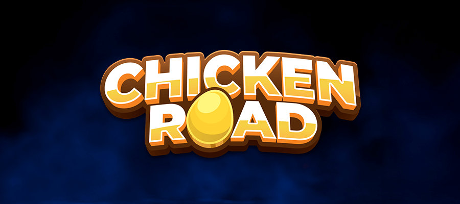 Chicken Road Spiel-Logo auf dunklem Hintergrund als Markenzeichen des Crash-Games